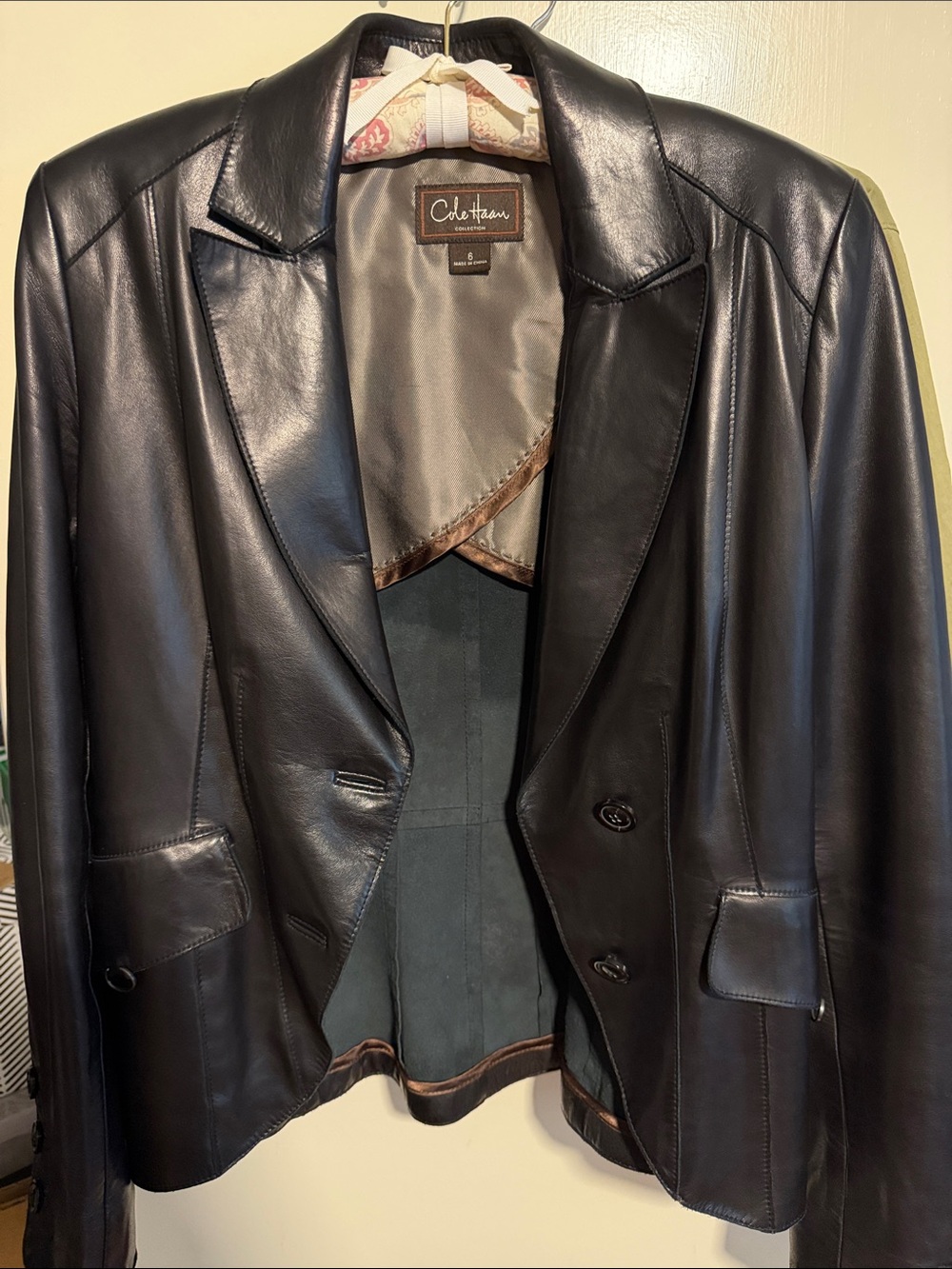 COLE HAAN COLLECTION LAMBSKIN BLAZER